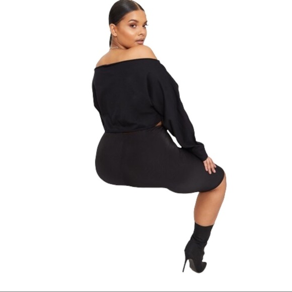 Pretty Little Thing Black Bardot Tie Front Cropped Sweater - Picture 4 of 10